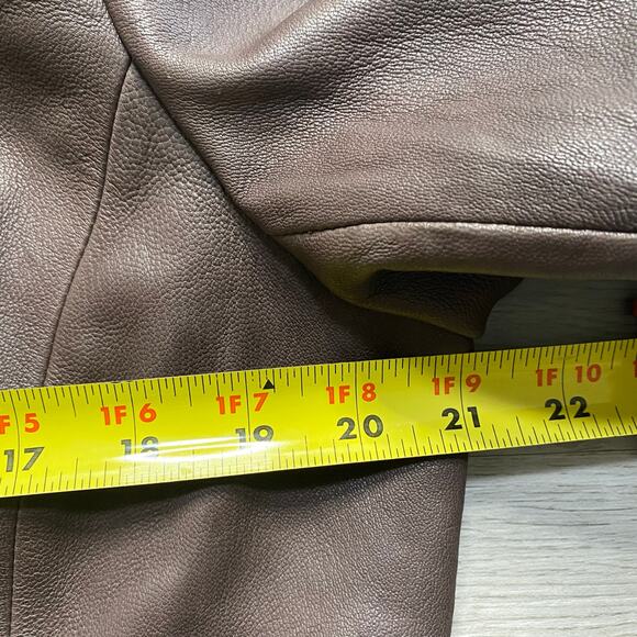 Vintage Preston & York Chocolate Brown Leather Lambskin Jacket Coat Womens Large - Picture 5 of 9